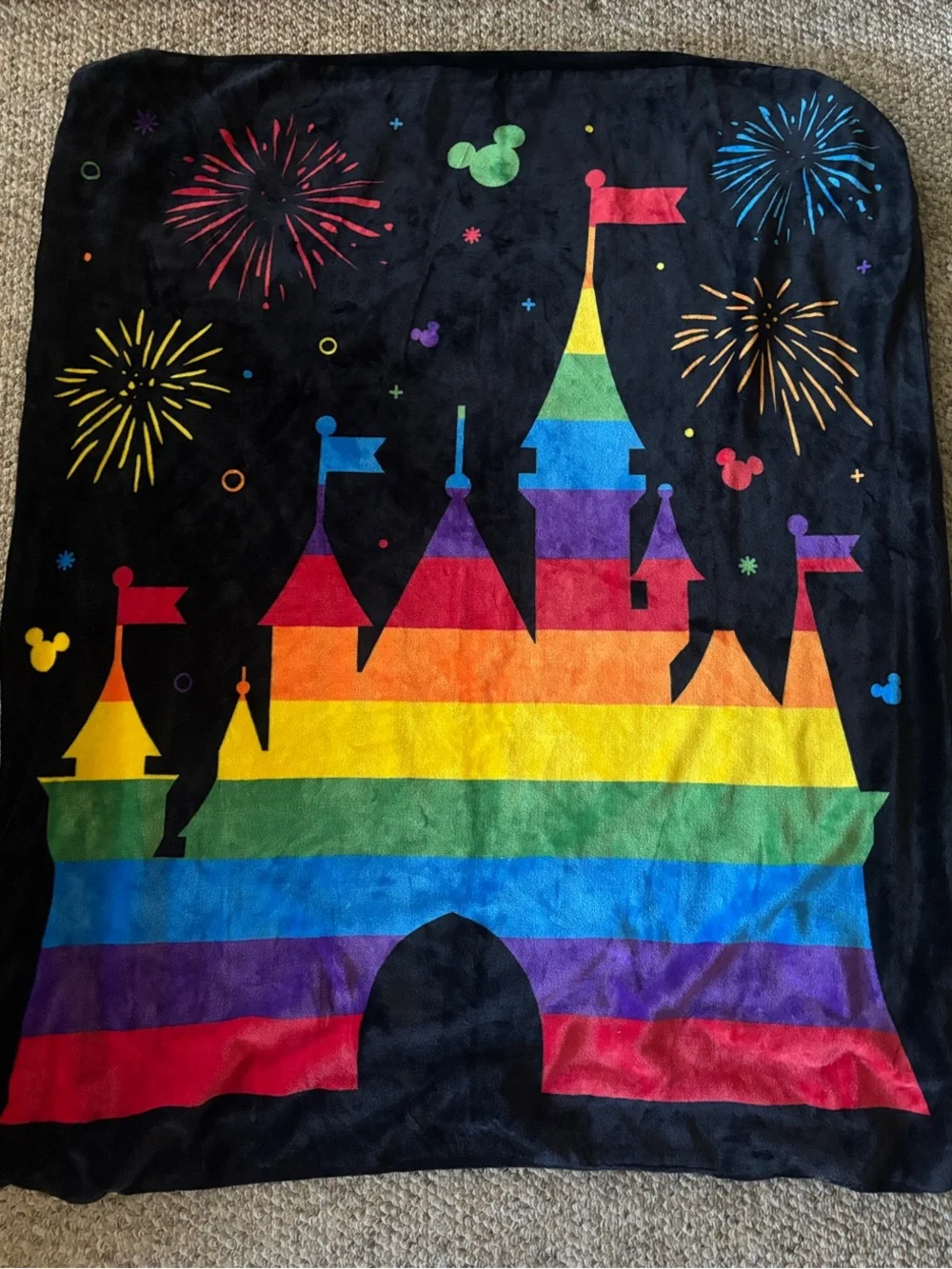 Rainbow Magic Castle Disney Plush Sequin Pride Throw Blanket